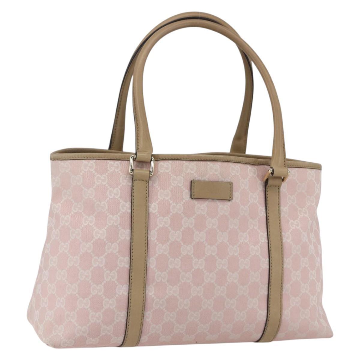 Gucci Gg Canvas Tote Bag Pink Gold Auth 158451